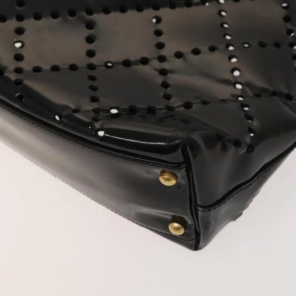 CHANEL COCO Mark Chain Tote Bag Patent leather Black Gold CC - Picture 8 of 16